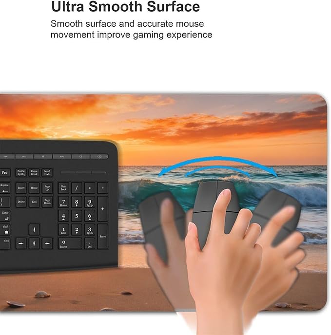 Gaming Mouse Pad,Large Mouse Pads for Desk,Non-Slip Rubber Base Extended Mousepad,XXL Keyboard Mouse Mat,Stitched Edges Computer Keyboard Desk Pad,35.4x15.8inch,Sunset Waves