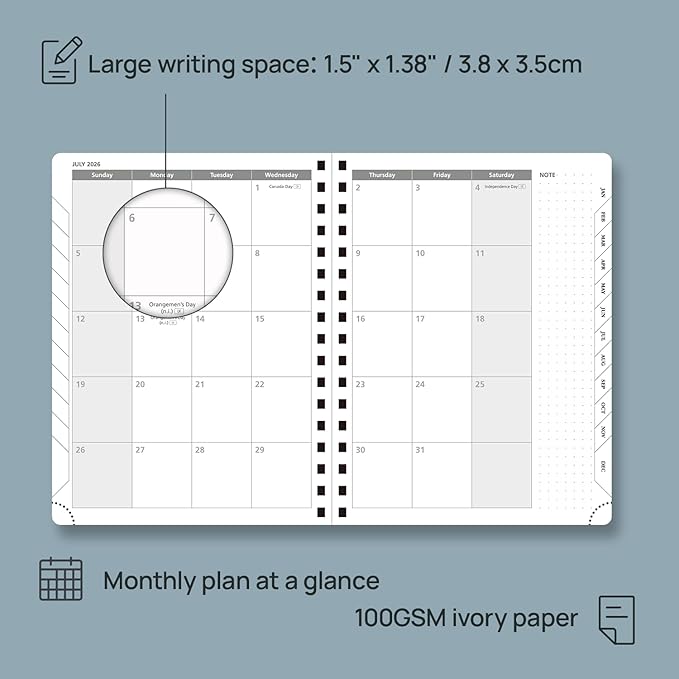 POPRUN 2026 Planner (Medium - 6.5'' x 8.5'') with Hourly Schedule, Vertical Layout - 2026 Weekly Calendar (Jan. 2026 - Dec.2026) for Time Management, Monthly Tabs, Spiral Bound, Soft Cover - Burgundy Red