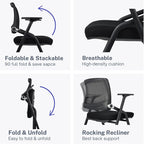 20 Pack Foldable Office Chairs with Wheels, Mesh Back, Arms and Portable - Folding Office Chairs Stackable for Conference Room Chair, Office Guest & Reception & Meeting Chair - (Black) 300 lbs.