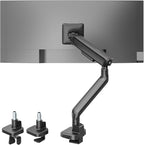 monTEK Single Monitor Arm, Mechanical Spring Monitor Arm for 17-40" Ultrawide Screens, Adjustable Monitors Desk Mount Holds up to 24.2 lbs with C Clamp/Grommet Desk Mount, VESA 75/100mm, MA1011BK