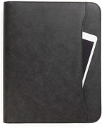 Forevermore Portfolios Padfolio Binder - Professional Faux Leather Travel Organizer Pouch for Tablet, Documents, Presentation Folders, Zipper Closure, Removable 3-Ring Notepad - Black