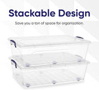 Superio Storage Bins with Lids, Clear Plastic Containers for Organizing, Stackable Totes, BPA Free, Odor Free, Organizer Boxes for Home, and Dorm (4 Pack, 42 Quart)