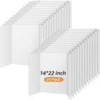 Ctosree 24 Pcs 14 * 22 Inch Tri Fold Poster Board Bulk, Science Fair Project Display Paperboard, Single Wall, Lightweight Presentation Board (White)