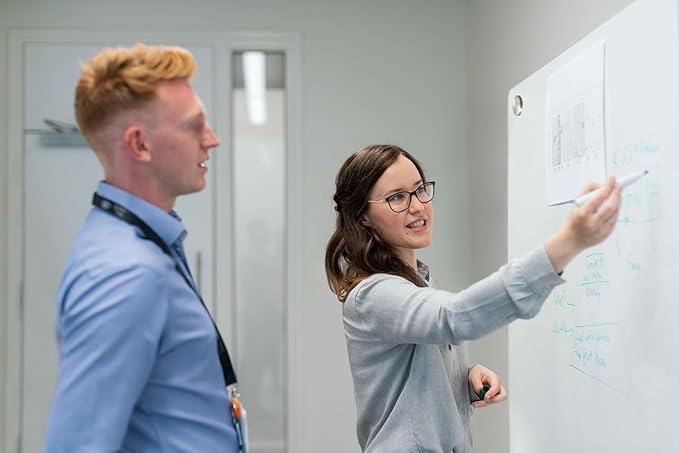 Glass Whiteboard Magnetic Dry Erase Board 6' x 3', Large Frameless Glass White Board for Wall, White Surface.