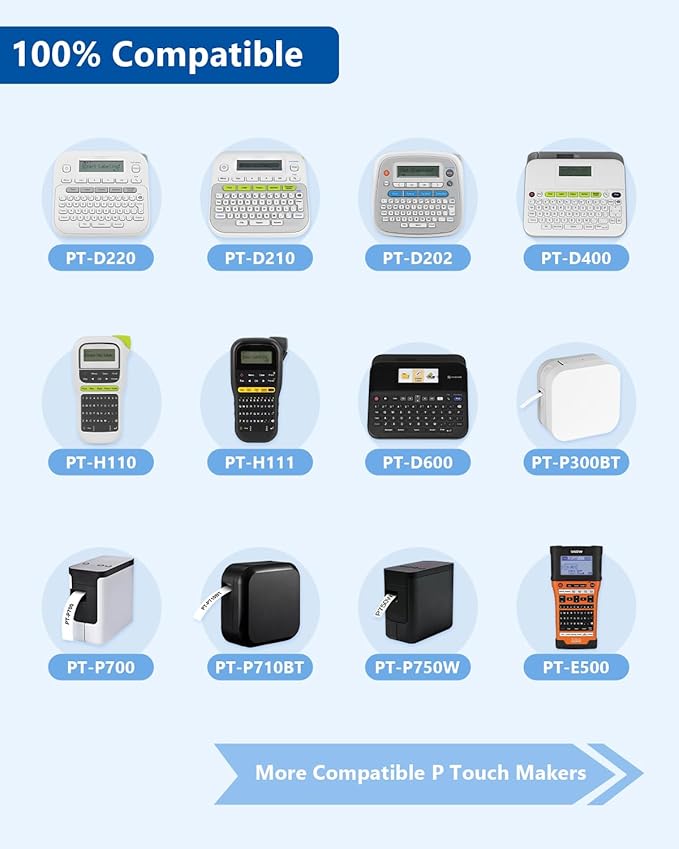 5-Pack TZe-131 TZ Tape 12mm 0.47 Laminated Clear Compatible with Brother P Touch Label Tape TZe131 TZ-131 Work with Ptouch PT-H100 D220 D210 PTD400 PTD-600 PTD610BT Label Maker, 1/2 in x 26.2 ft