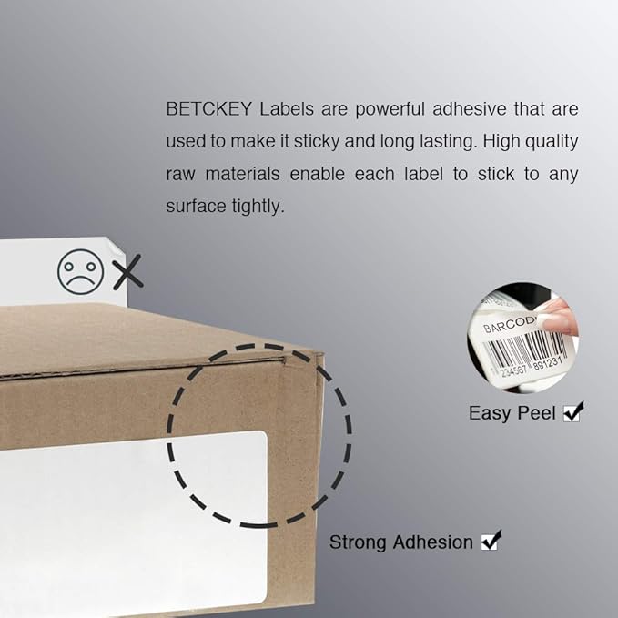 BETCKEY - 3" x 5" (76 mm x 127 mm) Multipurpose & Large Shipping Labels Compatible with Zebra & Rollo Label Printer,Premium Adhesive & Perforated [1 Rolls, 350 Labels]