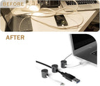 3 Sets Charger Cord Holder, Glossy Black Metal Adhesive Cable Management Clips,Adjustable Cable Anchor Holders,Wire Organizer for Desk, Wall, Home, Office