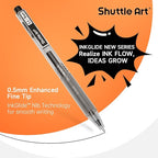 Shuttle Art Black Gel Pens, Ink Glide Series 60 Pack Retractable 0.5mm Fine Point Rollerball Gel Ink Pens Bulk Set Quick Drying Smooth Writing with Grip for Journaling Note Taking Office School Home