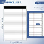 8 Pack Note Pads 5 x 8 Inch Small Legal Pads 5 x 8 White Notepad 5 x 8 Perforated Writing Pads Lined Paper Pads College Ruled Pad Paper 30 Sheets Notebook for Study, To-Do Lists, Office