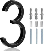 5" Floating Stainless Steel Address House Number, Modern Metal Anti-Rust House Numbers with Nail Kits for Door Garden Mailbox Decor Visibility Signage (3)