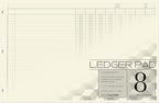 BookFactory Ledger Pad/Large 8 Column Accounting Ledger Columnar (Eight Columns) Pads - 17'' x 11'', 50 Pages, Notepad Landscape Format (Made in USA)