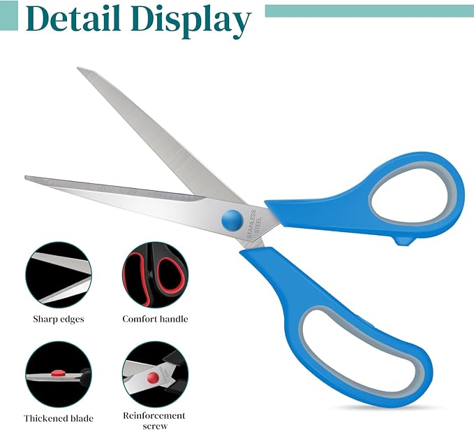Xnluothsk 18 Packs 8" Sewing Craft Scissors Bulk,Multipurpose Heavy Duty Sharp Paper Scissors,Stainless Steel Shears for Home Office Student Teacher Supplies