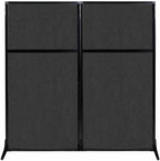 Versare Workstation Partition | Portable Wall Divider | Modern Office Cubicle | Free Standing Privacy Screen | Flexible Work Space | 66" x 70" Black Fabric Panels