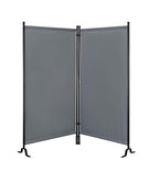 Proman Products - Galaxy 2 Panel Section Privacy Folding Screen Divider, Water Repellent Fabric Room Divider with Black Powder Coated Metal Frame for Indoors or Outdoors (Gray)