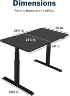 Vari Classic Electric Standing Desk - VariDesk Height Adjustable Sit/Stand Desk - Dual Motor with Memory Presets, Stable T-Style Legs - Gaming or Home Office Workstation - 60”x30”, Black/Black