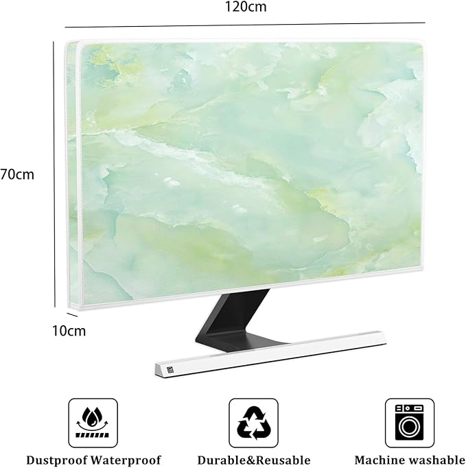 Baocicco Sage Green Marble Waterproof TV Dust Cover 50, 51, 52 Inch Anti-Static Dustproof Abstract Creative Desige Television Accessories TV LCD Screen Texture TV Decoration for Tablet