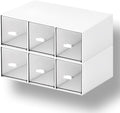 OSteed Desktop Drawers, Desk Organizer with 6 Drawers, Stackable Plastic Storage Box for Home Collection, Cosmetics, Jewelry, Office Supplies (2 Tall Layers, White)