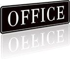The Office Door Sign for Home and Business，Self-Adhesive Waterproof and Fade-Resistant Modern Office Sign Sticker for House，Business，Door, Window（Black）
