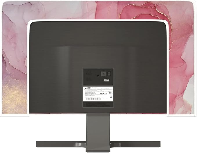 Baocicco Abstract Computer Monitor Cover with Pink Marble Design Full Body Cover for Computer Screen Panel Case Computer Sleeve Compatible with iMac 24, 22-25 PC, Desktop and TV Home Office Computer