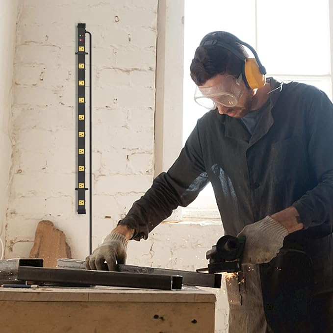 10 Outlet Surge Protector, Long Metal Wide Spaced Garage Industrial Power Strip, Heavy Duty with 6 FT Cord, 15A, 125V, 1875W, 2700 Joules, 2Pack, SGS Listed