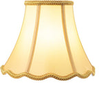 Bell Lamp Shade, Saangseon Scalloped Gold Fabric Lampshade Replacement, Softback, 5'' Top x 10'' Bottom x 8.3'' Slant Height x 8'' Vertical Height, Lamp Harp Included