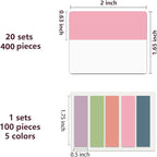 ELII 500 PCS Book Tabs 2 Inch Sticky Index Tabs, Colored Page Markers Repositionable Tags Reading Tabs Self Adhesive Tape Flags for Books, Binders, Notebook and File Folders