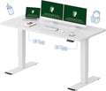 FLEXISPOT 63x28 Inch Large Dual Motor Electric Standing Desk, White - Computer Desk with Memory Controller, Home Office Desk with Splice Board