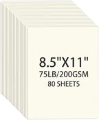 Cream Cardstock 8.5 X 11, 80 Sheets Card Stock, 75lb/ 200gsm Copy Paper, Cardstock Printer Paper for Art, Drawing, Invitations, DIY Cards, Watercolor, Craft, Construction, School & Office Supplies