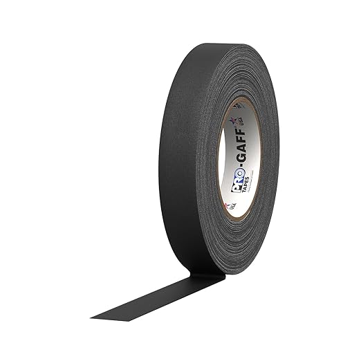 1" Width ProTapes Pro Gaff Premium Matte Cloth Gaffer's Tape With Rubber Adhesive, 11 mils Thick, 55 yds Length, Black (Pack of 1)