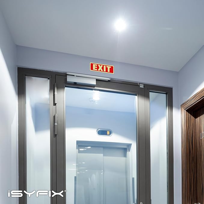 iSYFIX Exit Glow in the Dark Sign Aluminum – 2 Pack 12x4 Inch – Photoluminiscent, Laminated for Ultimate UV, Weather & Fade Resistance, Indoor & Outdoor for Business, School, Office, Warehouse