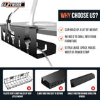 2Pcs 15.75 Inch Super Sturdy Gaming Cable Management Standing Desk wire organizer Large cord basket Under desk rack Mount With Clamps & Screws power strip holder chord organization j channel No Damage