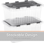 Superio Storage Bins with Lids, Clear Plastic Containers for Organizing, Stackable Totes, BPA Free, Odor Free, Organizer Boxes for Home, and Dorm, 35 Quart (2 Pack, 20.25"x14"x10.5")