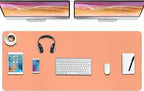 Boutilon Leather Desk Pad Protector,Non-Slip Mouse Pad,Laptop Desk Pad,Office Mouse Mat,Waterproof Leather Desk Blotter,Desk Writing Pad for Office and Home (XXXL-Orange Pink,47"x 24")