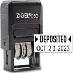 ZIGEL D50 Date Stamp with DEPOSITED - Self Inking Date Stamp - Black