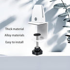 Heavy Duty Sneeze Guard Clamp For 0.1" to 1" Thick Panel,Desk Partition Support Clamps,Adjustable Aluminum Desktop Divider Holder,Easy to Install Desk Privacy Panel Clips, 4 Pack,Silver (White)