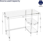 HMYHUM 40 Inch Acrylic Computer Desk with Reversible Storage Shelves, Clear Home Office Desk for Laptop, Study, Writing, Vanity Table, Modern