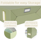 BLU MONACO | Set of 6 Foldable Magazine File Holders in Earth Green | Heavy-Duty Vertical File Organizers with Label Holders | Desk Organizer Set for Paperwork, Documents & Office Storage
