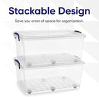 Superio Storage Bins with Lids, Clear Plastic Containers for Organizing, Stackable Totes, BPA Free, Odor Free, Organizer Boxes for Home, and Dorm (2 Pack, 32 Quart)