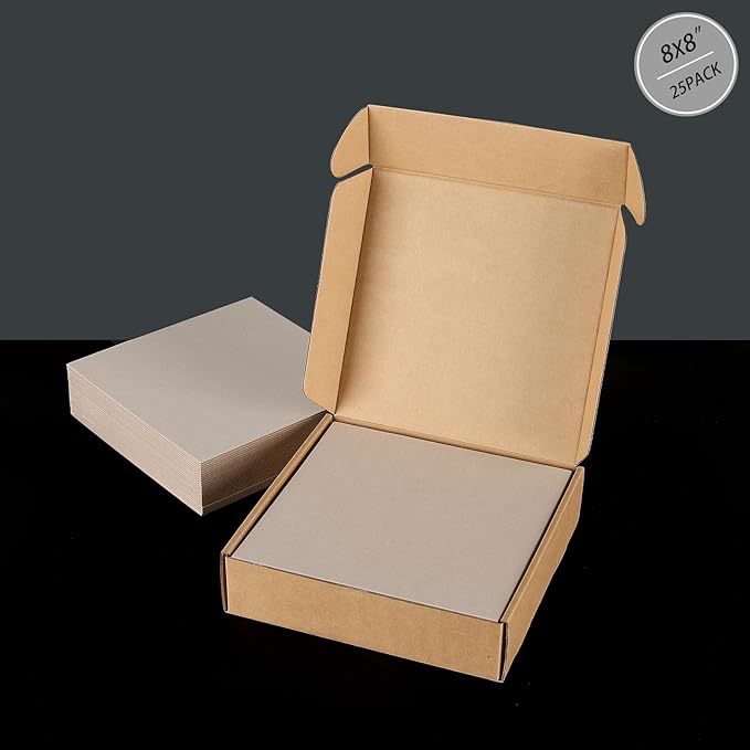 25 Pcs Book Board, Binder Board, Cover Board, Heavy Duty Chipboard for Book Binding, DIY Cardboard (Gray, 8 x 8 Inch 80PT)