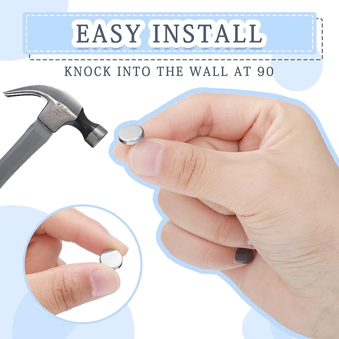 30 Pieces Push Pins, Metal Thumb Tacks for Picture Photo Hanging, Wall Pins for Board Posters Bulletin Maps, Wall Tack for Office Home Decorative