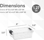 Superio Clear Storage Boxes with Lids, 1.27 Quart Plastic Container Bins for Organizing, Stackable Crates, BPA Free, Non Toxic, Odor Free, Organizers for Home, Office and Dorm, 2 Pack