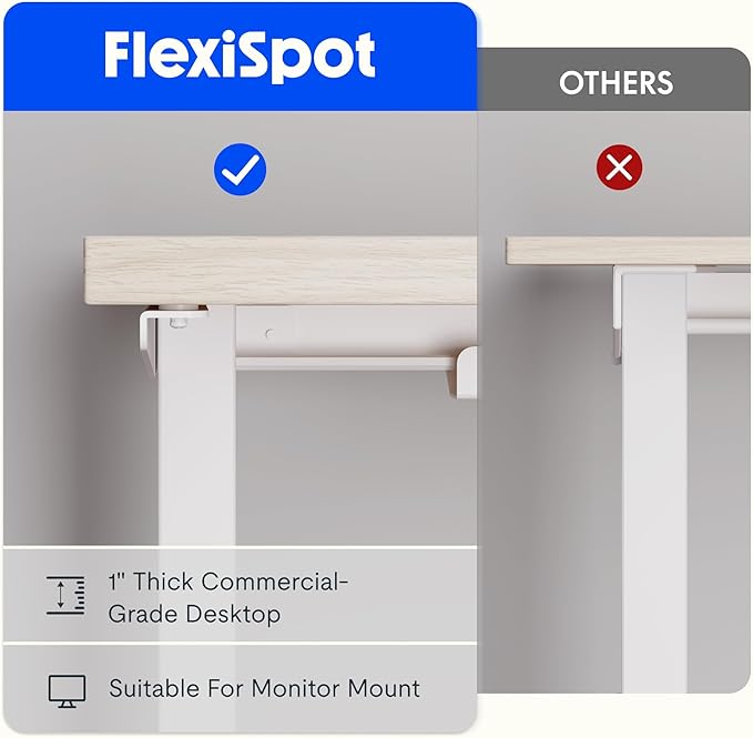 FLEXISPOT L Shaped Standing Desk, 63 x 47 Inch Electric Height Adjustable Corner Desk, Sit Stand Computer Workstation, Preset Controller, Home Office, White Frame with Maple Top