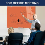 TSJ OFFICE Glass Dry-Erase Board - 48 x 32 Inches Wall Mounted Glass Whiteboard, Large Frameless Magnetic White Board for Office, Home & School, Orange