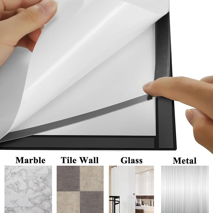 JIUYE 3Pcs Self Adhesive Magnetic Sign Holder 8.5 x 11 inches,Wall Mount Plastic Display Frame,Adhesive Magnetic Framed Paper Document Sign Holder for Home Office Store,Black