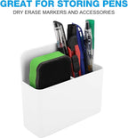 MoKo Pack of 2 Magnetic Dry Erase Marker Holder, Pen Pencil Holder Storage Organizer for Whiteboard, Refrigerator and Other Magnetic Surfaces, White