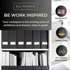 BLU MONACO Declutter in Style - Set of 6 Black Foldable Magazine File Holders with Gold Label Holders - Cardboard Magazine Storage Box & Desk Organizer for Workspace and Shelves