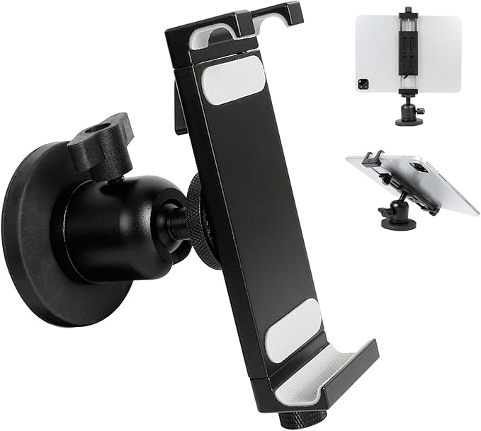 Aluminum Magnetic Tablet Holder Mount for iPad Stand, Fits Metal Surfaces | Universal Stand for Fridge, Vehicle, Cabinet, Whiteboard | Compatible with 4.7-15 inch iPad, e-Readers and Smartphones