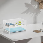 Marbrasse 2 Tier Paper Organizer Letter Tray, Mesh File Organizer with Handle, Paper Sorter Desk Organizer for Home Office Supplies - White