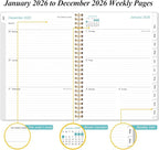 2026 Planner - Planner 2026 from January 2026 to December 2026, Weekly & Monthly Planners Spiral Bound with 12 Monthly Tabs, Inner Pocket, 6.4" x 8.5", Pink
