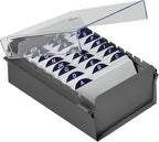 Acrimet 3 x 5 Card File Holder Organizer Box Metal Base Heavy Duty (AZ Index Cards and Divider Included) (Gray Color with Clear Crystal Plastic Lid Cover)
